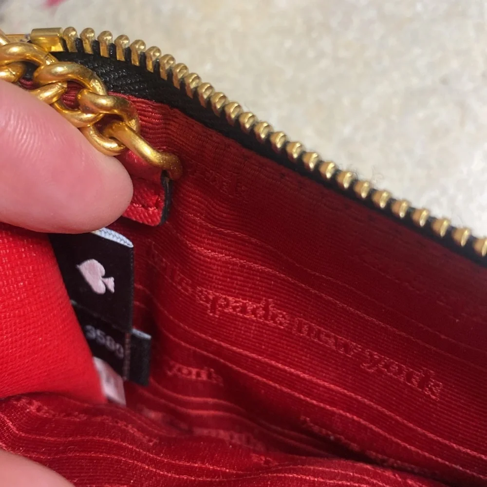 kate spade Morgan Stencil Hearts Embossed Printed Coin Card Case Wristlet Black - Picture 6 of 8